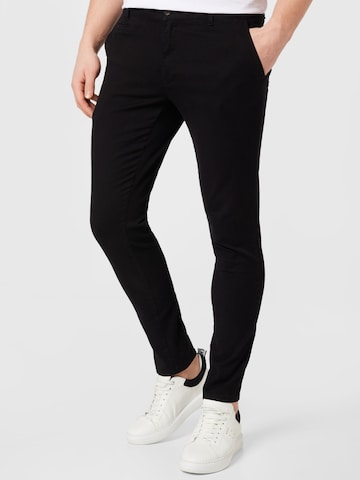 Coupe slim Pantalon chino 'Pascal' Les Deux en noir : devant