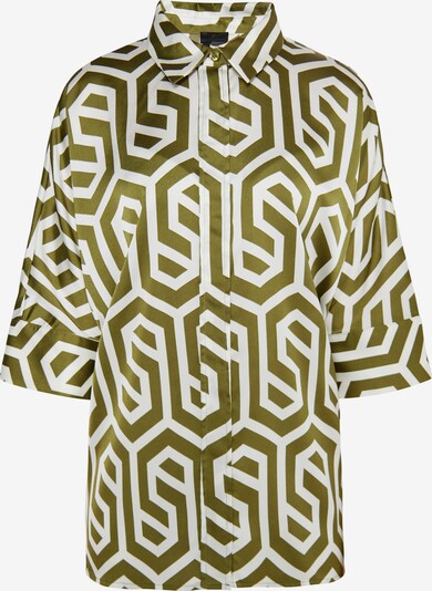 Camicia da donna DreiMaster Klassik di colore oliva / bianco lana, Visualizzazione prodotti