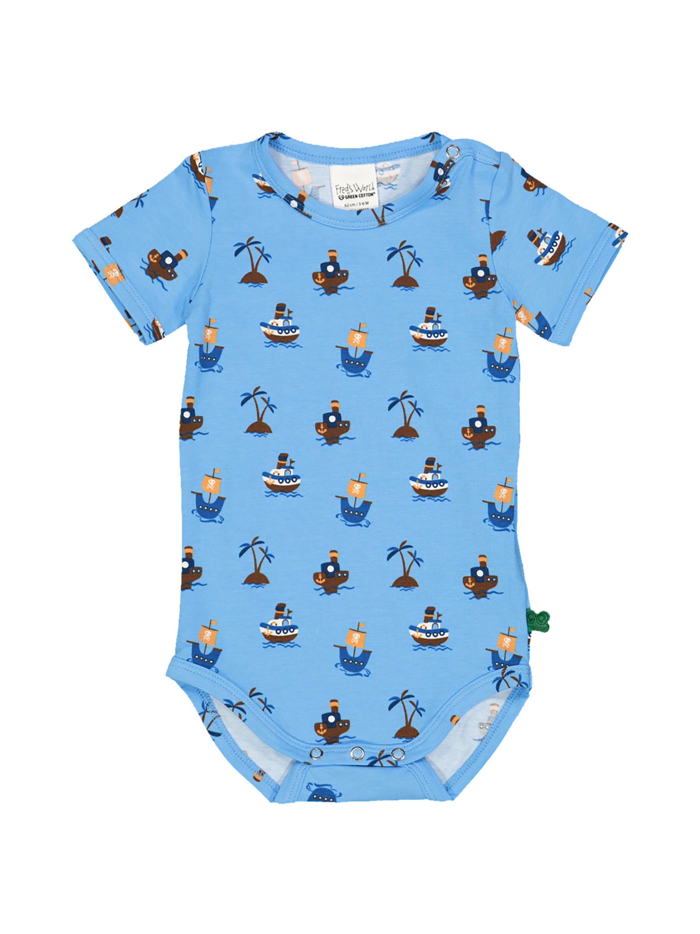 Barboteuse / body Fred's World by GREEN COTTON en bleu : devant