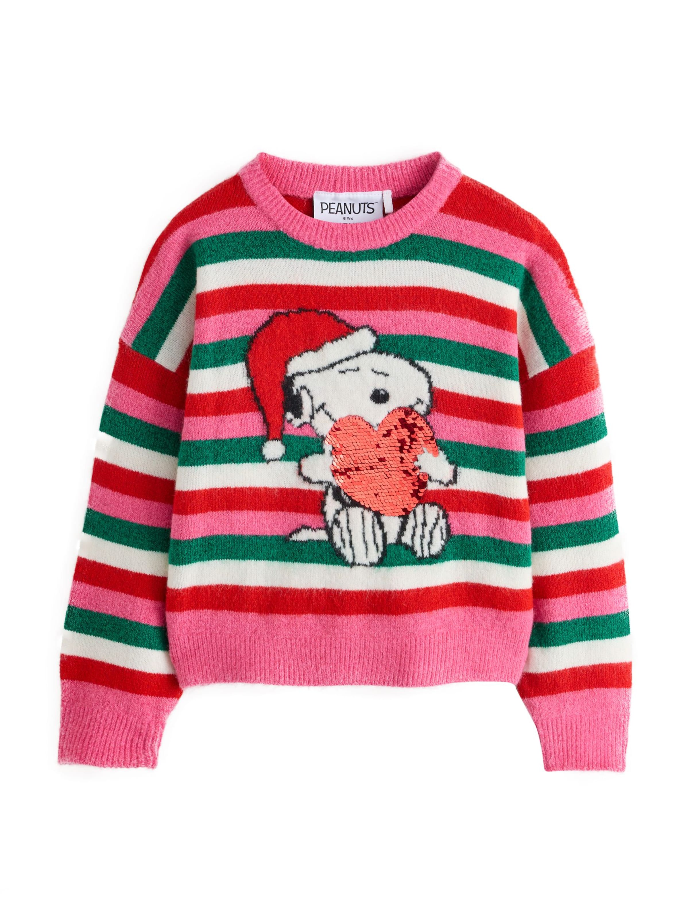 Next Pullover 'Snoopy Christmas' in 98 in grün / pink / rot / weiß, Produktansicht