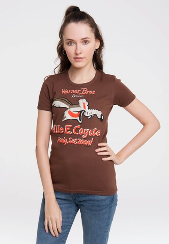 LOGOSHIRT Shirt 'Looney Tunes' in Bruin: voorkant