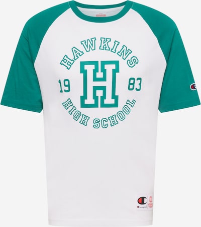 Champion Authentic Athletic Apparel T-Shirt 'X Stranger Things' en jade / blanc, Vue avec produit