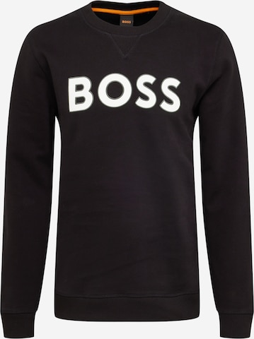 BOSS Sweatshirt 'Welogocrewx' in Zwart: voorkant