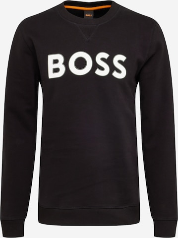 BOSS Orange Sweatshirt 'Welogocrewx' in Black: front