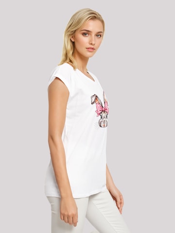 F4NT4STIC T-Shirt 'Niedlicher Hase mit Schleife' in Weiß