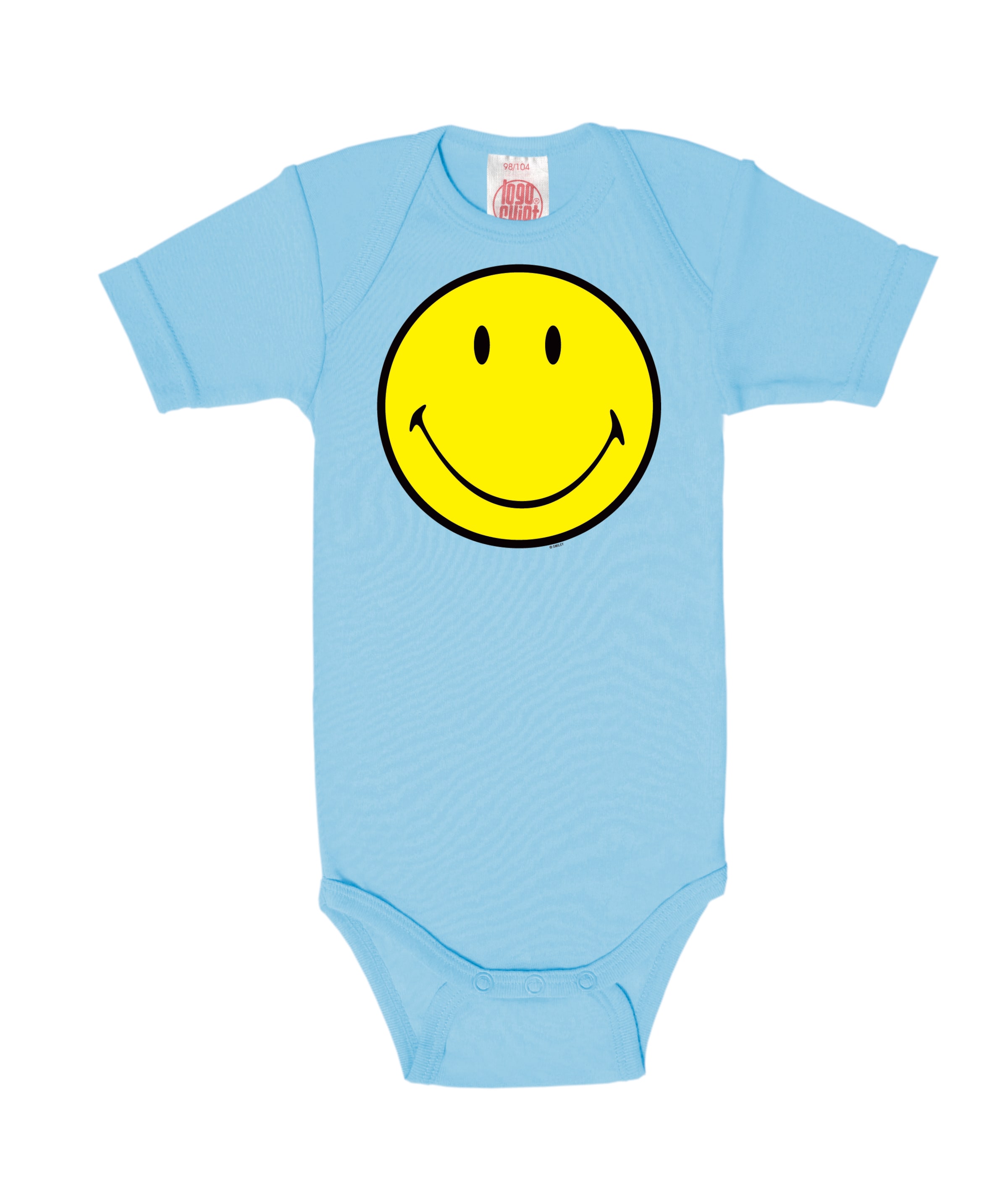 LOGOSHIRT Baby-Body 'Smiley Face' in Blau: Vorderseite