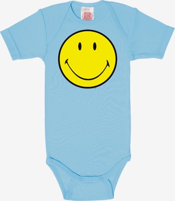 LOGOSHIRT Rompertje/body 'Smiley Face' in Blauw: voorkant