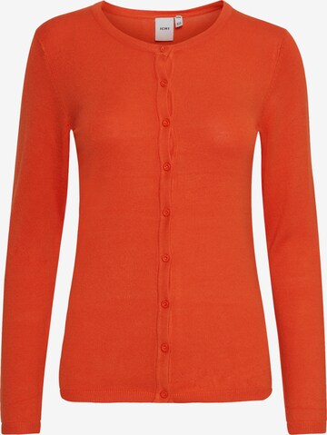 ICHI Knit Cardigan in Orange: front