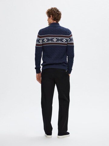 Pull-over 'SLHFlake' SELECTED en bleu
