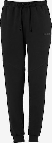 UHLSPORT Tapered Workout Pants in Black: front