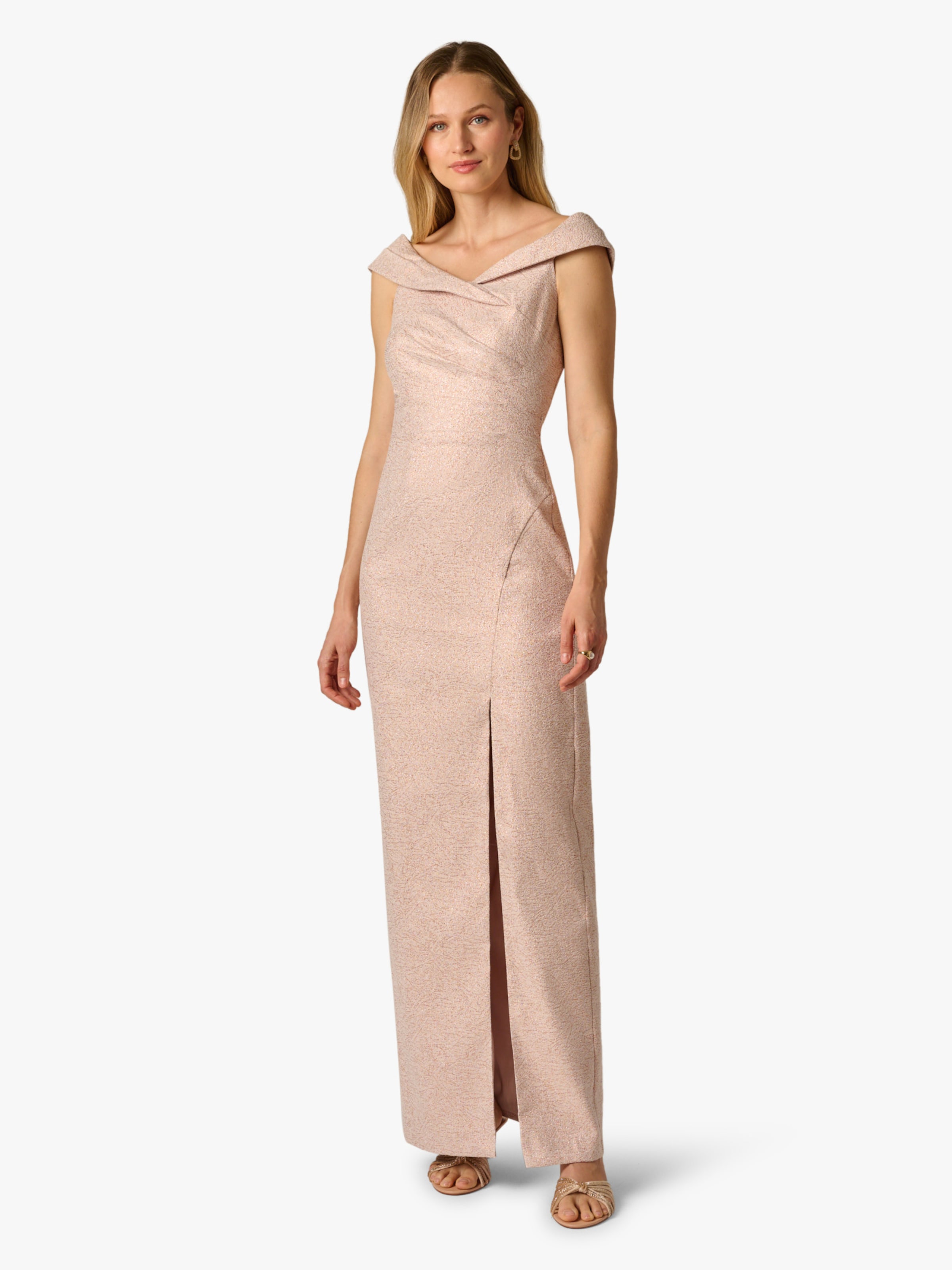 Adrianna Papell Avondjurk 'Off Shoulder Column Gown' in Roze: voorkant