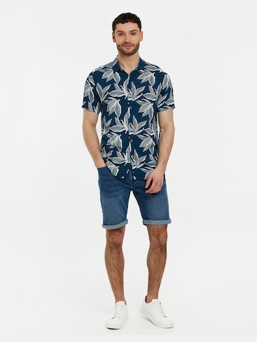 mėlyna Threadbare Standartinis modelis Marškiniai 'Foliage'