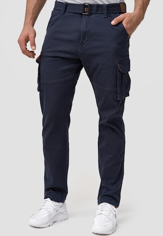 INDICODE JEANS Regular Cargobroek 'Mathen' in Blauw: voorkant