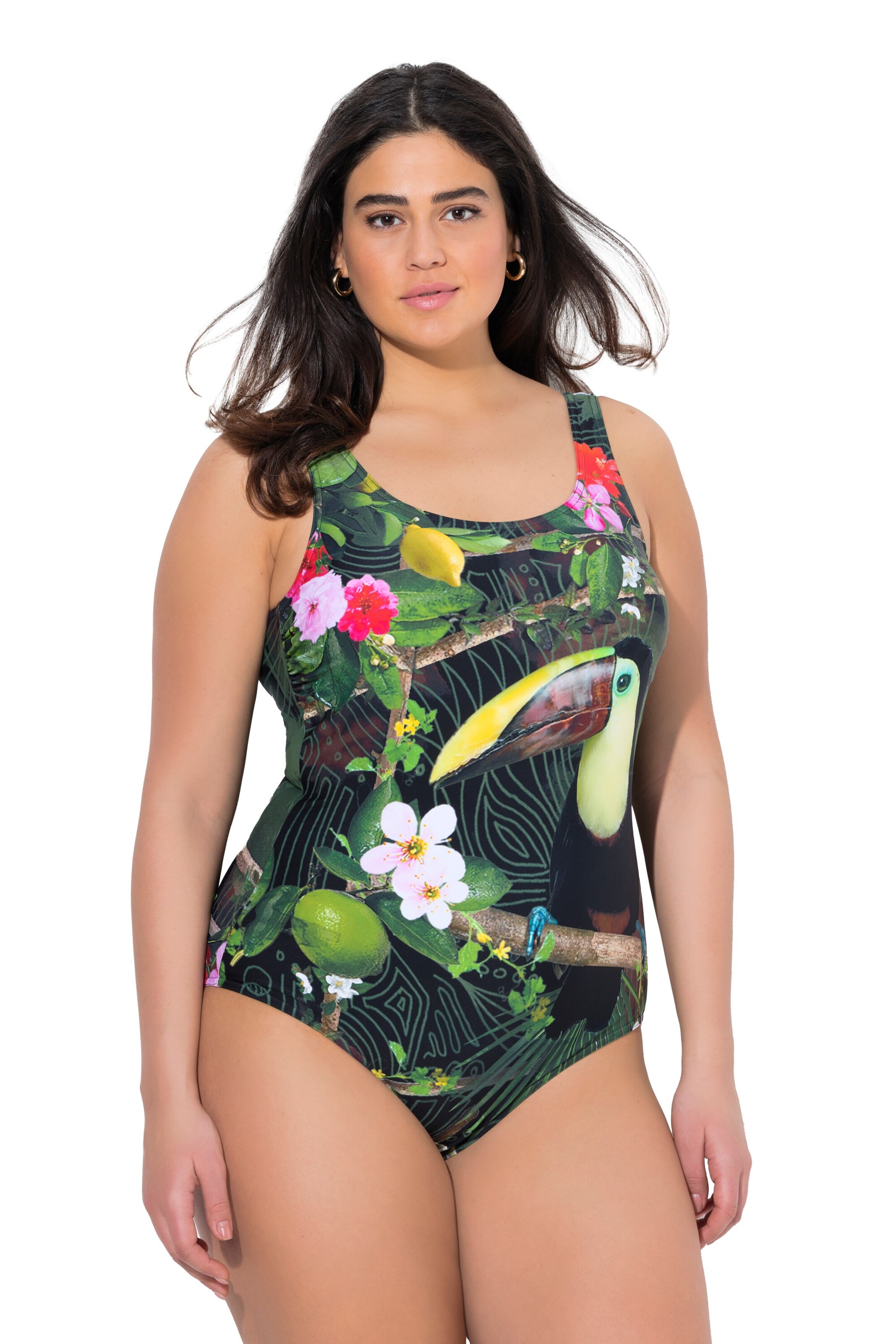 Ulla Popken Bustier Badeanzug in Schwarz: Vorderseite