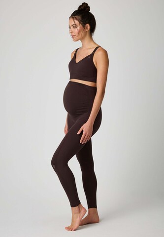 OCEANSAPART Skinny Workout Pants 'Mila' in Brown