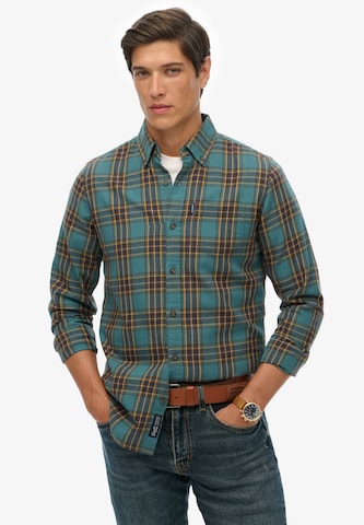 Superdry Regular fit Overhemd in Groen: voorkant