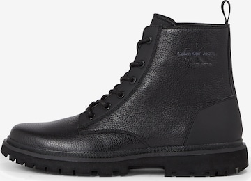 Calvin Klein Jeans Lace-Up Boots in Black: front