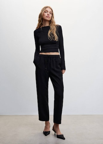 MANGO Loose fit Pants 'Fluido' in Black