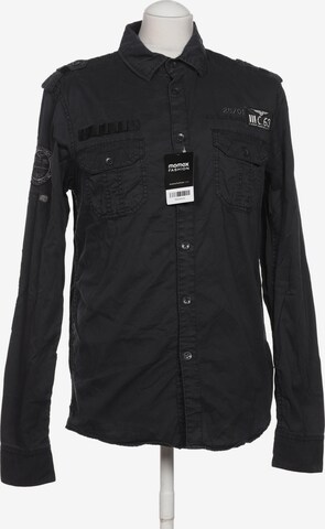 CAMP DAVID Button Up Shirt in S in Black: front