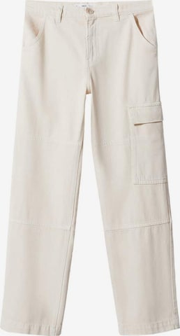 MANGO Regular Cargobroek in Beige: voorkant