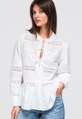 Ombre Bluse in Weiß: Vorderseite