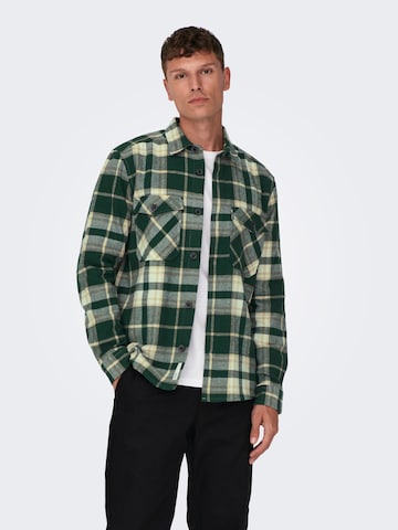 Only & Sons Regular fit Button Up Shirt 'Milo' in Green: front