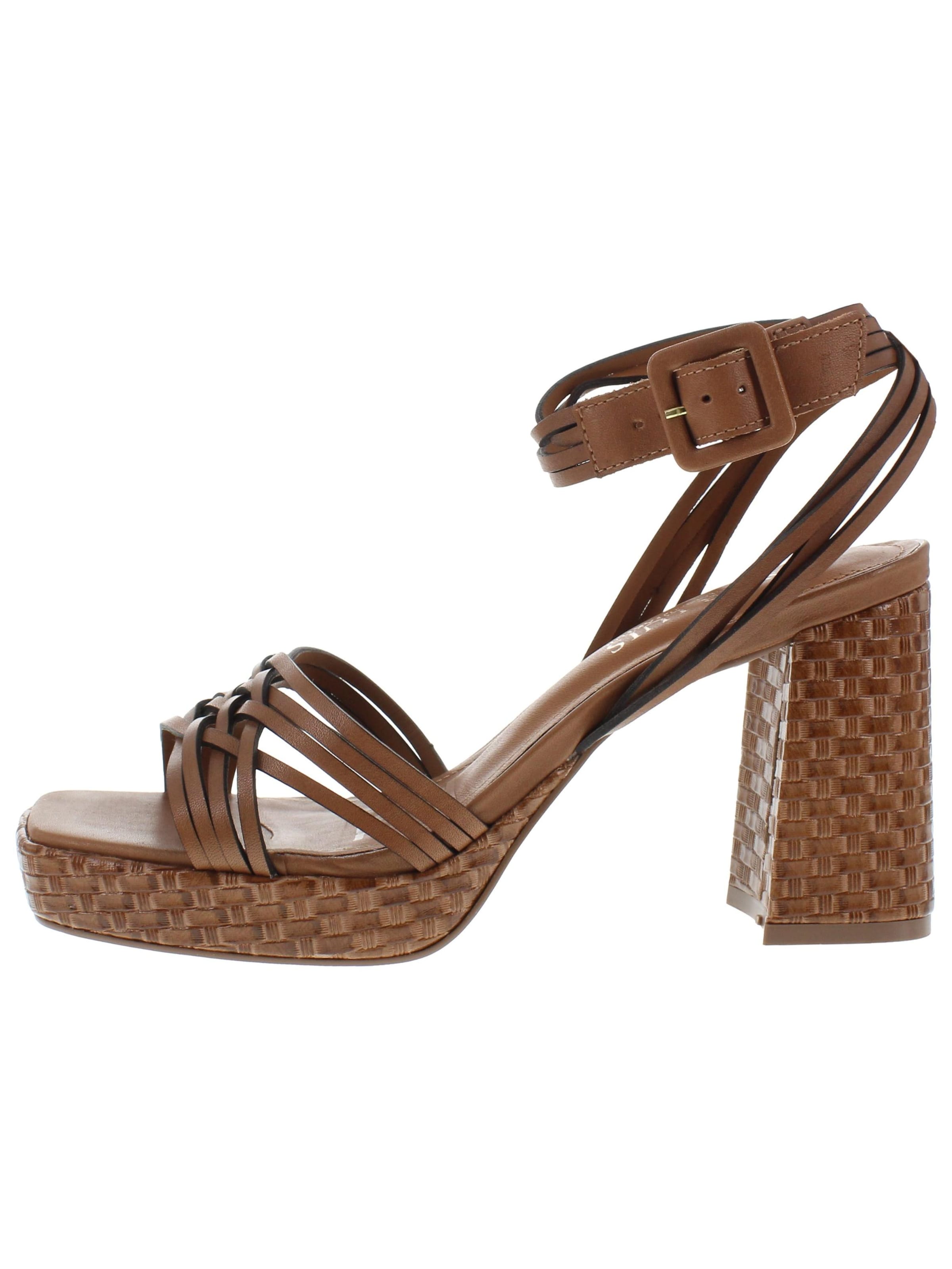 XAVER LUIS Schuhmanufaktur Strap Sandals 'MARBELLA' in Brown: front