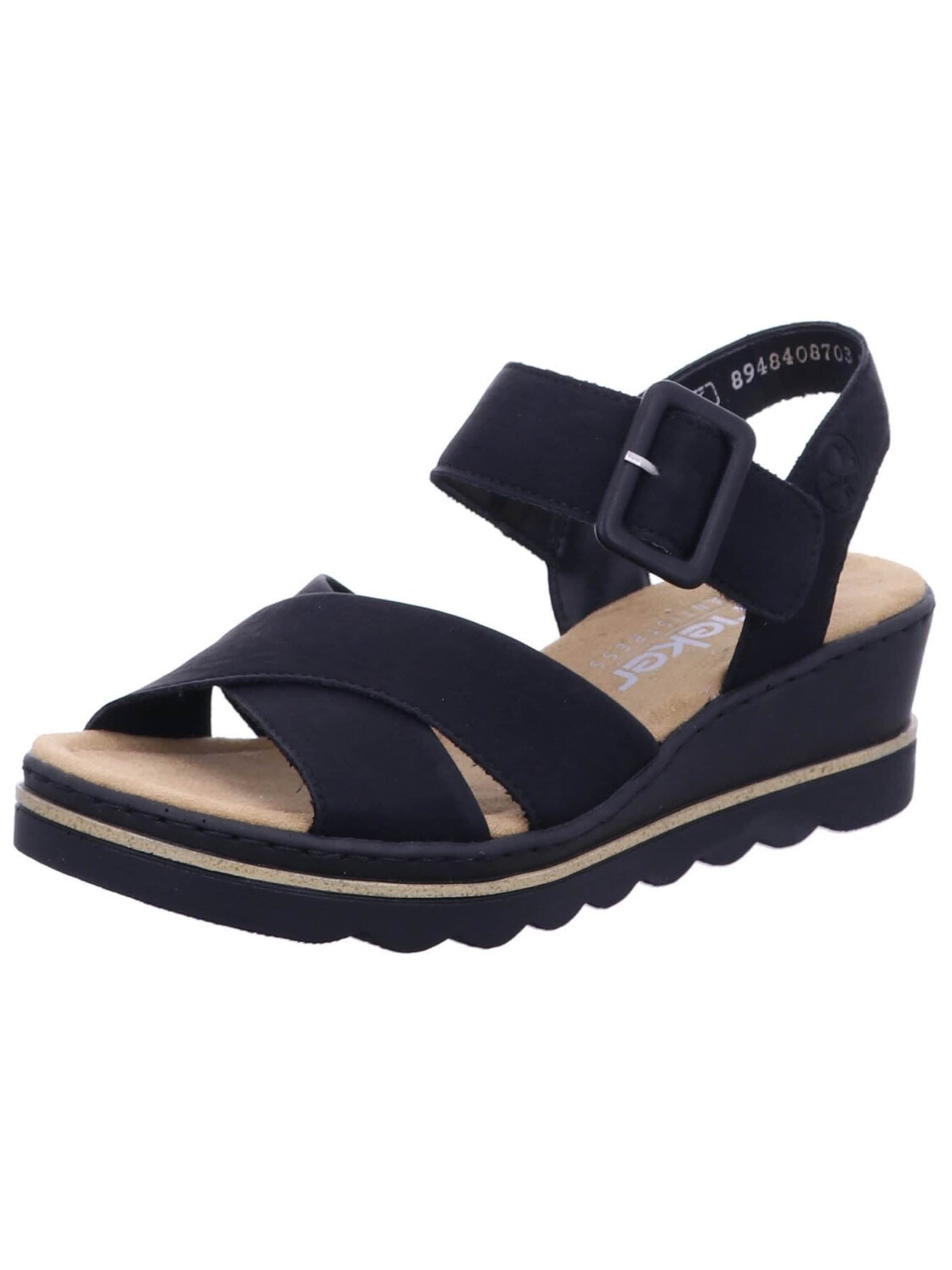 Rieker Sandal 'Sandalette Damen 67463 00 Textil in schwarz' i svart: framsida
