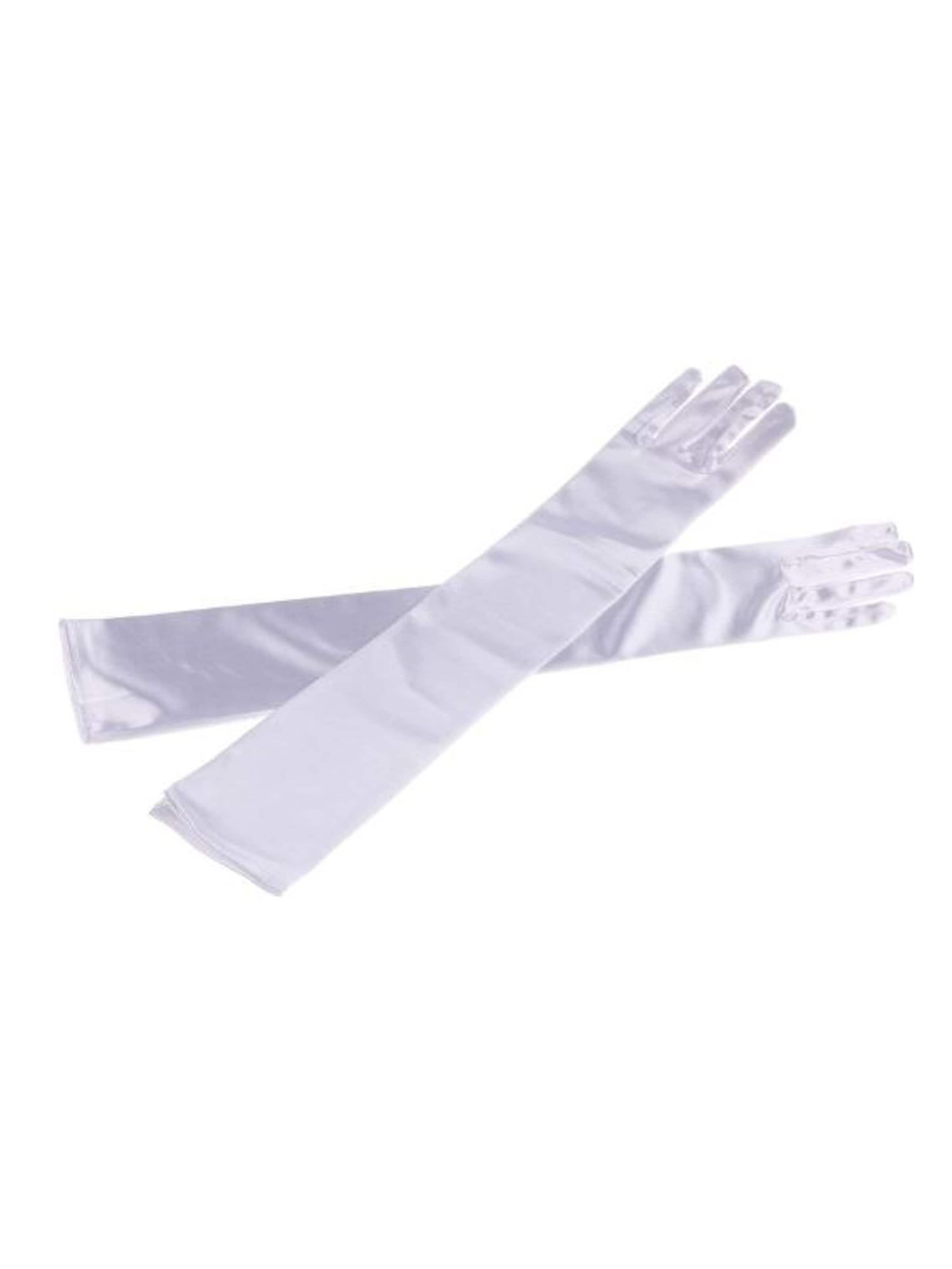 Dirndline Full Finger Gloves 'Satinhandschuhe, lang' in White