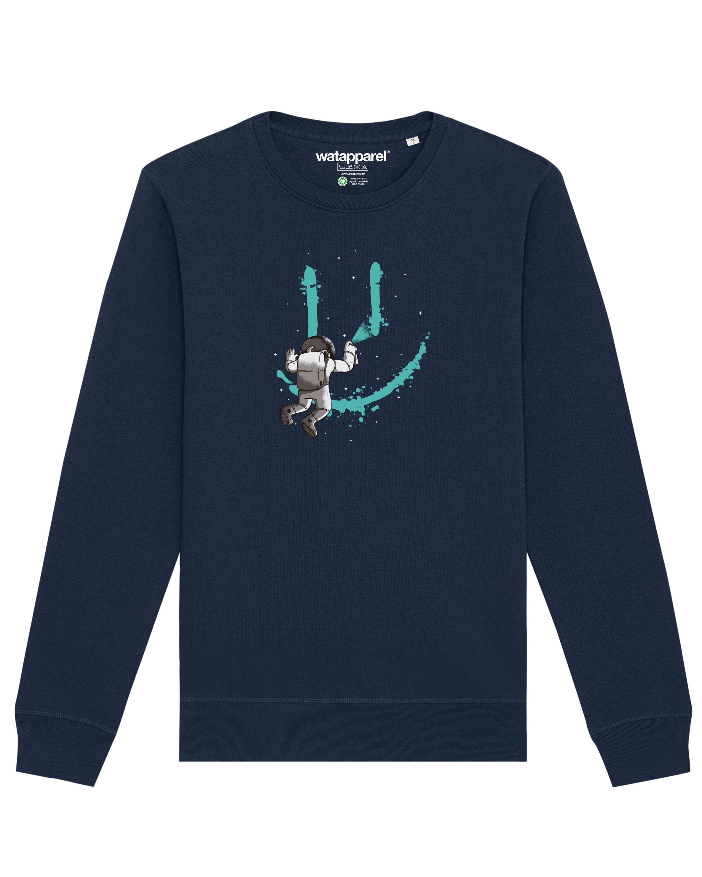 Watapparel Sweatshirt ' Graffiti Astronaut ' in Blau: Vorderseite