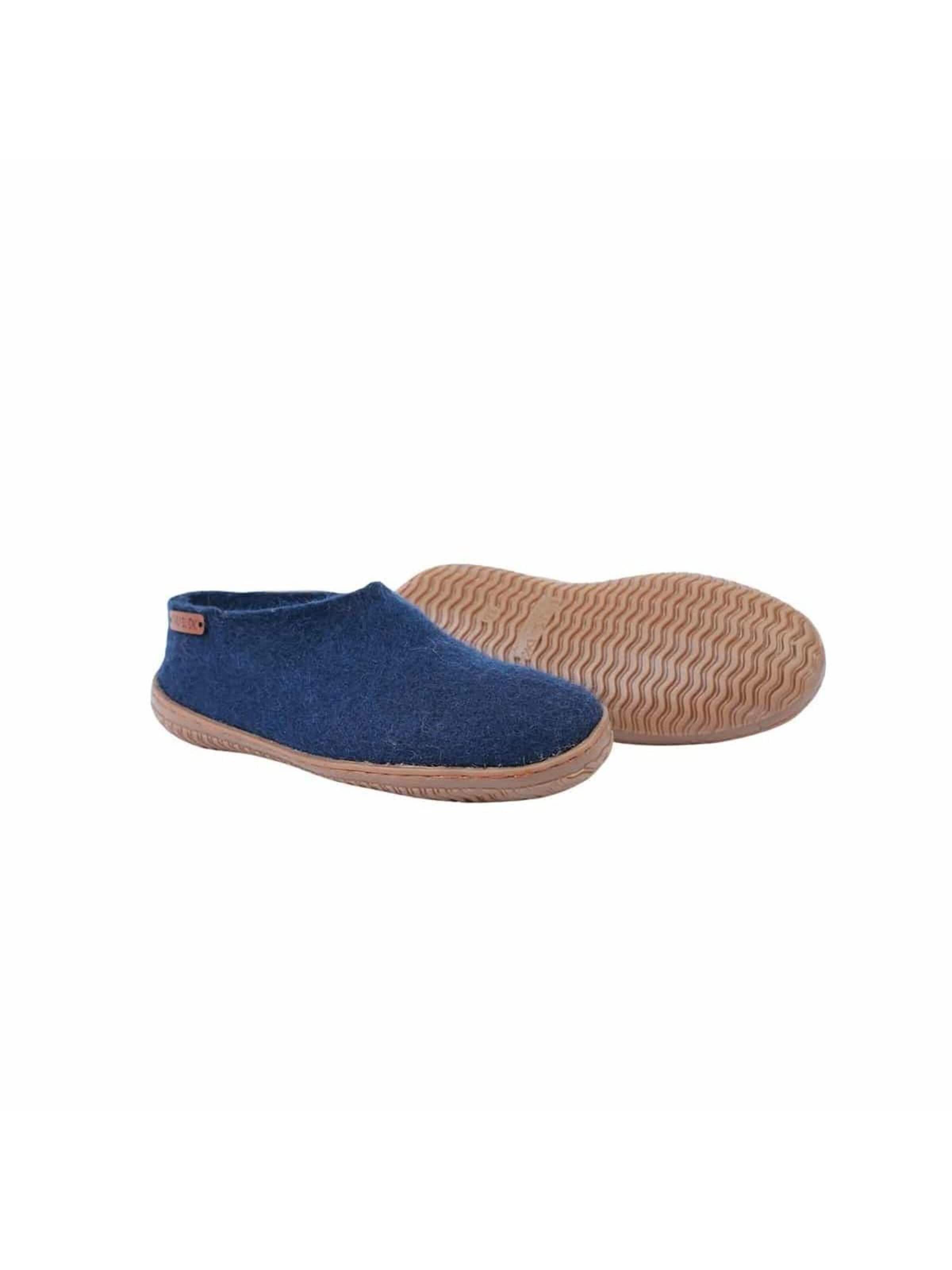 SHUS walk with nature Huisschoenen 'Uld hjemmesko (100% ren uld)  m/Gummisål - Dansk Design fra SHUS' in Blauw