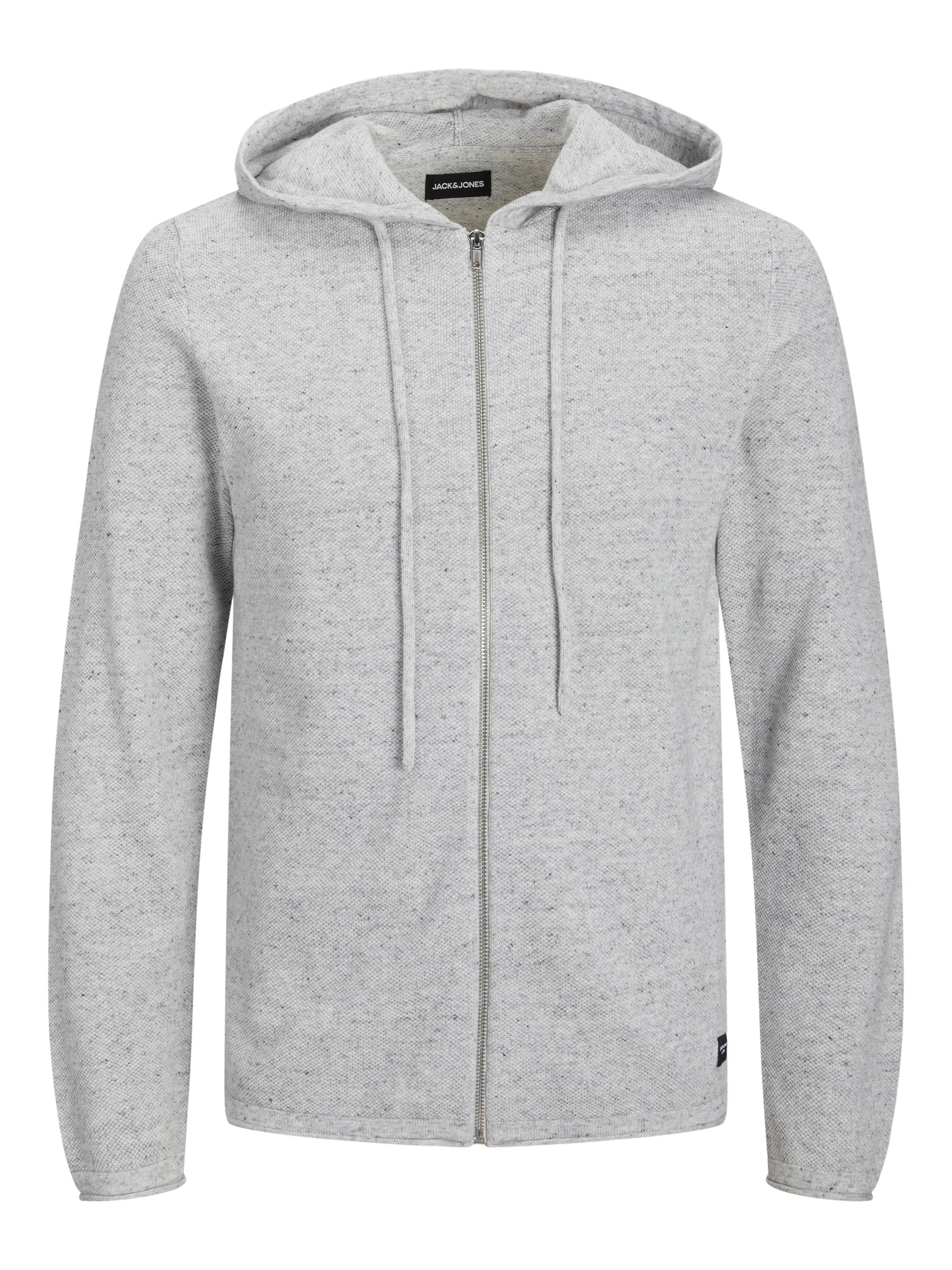 JACK & JONES Gebreid vest 'JJEHill' in Grijs: voorkant