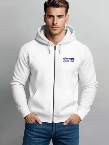 Neverless Zip-Up Hoodie 'After Work Social Club' in White