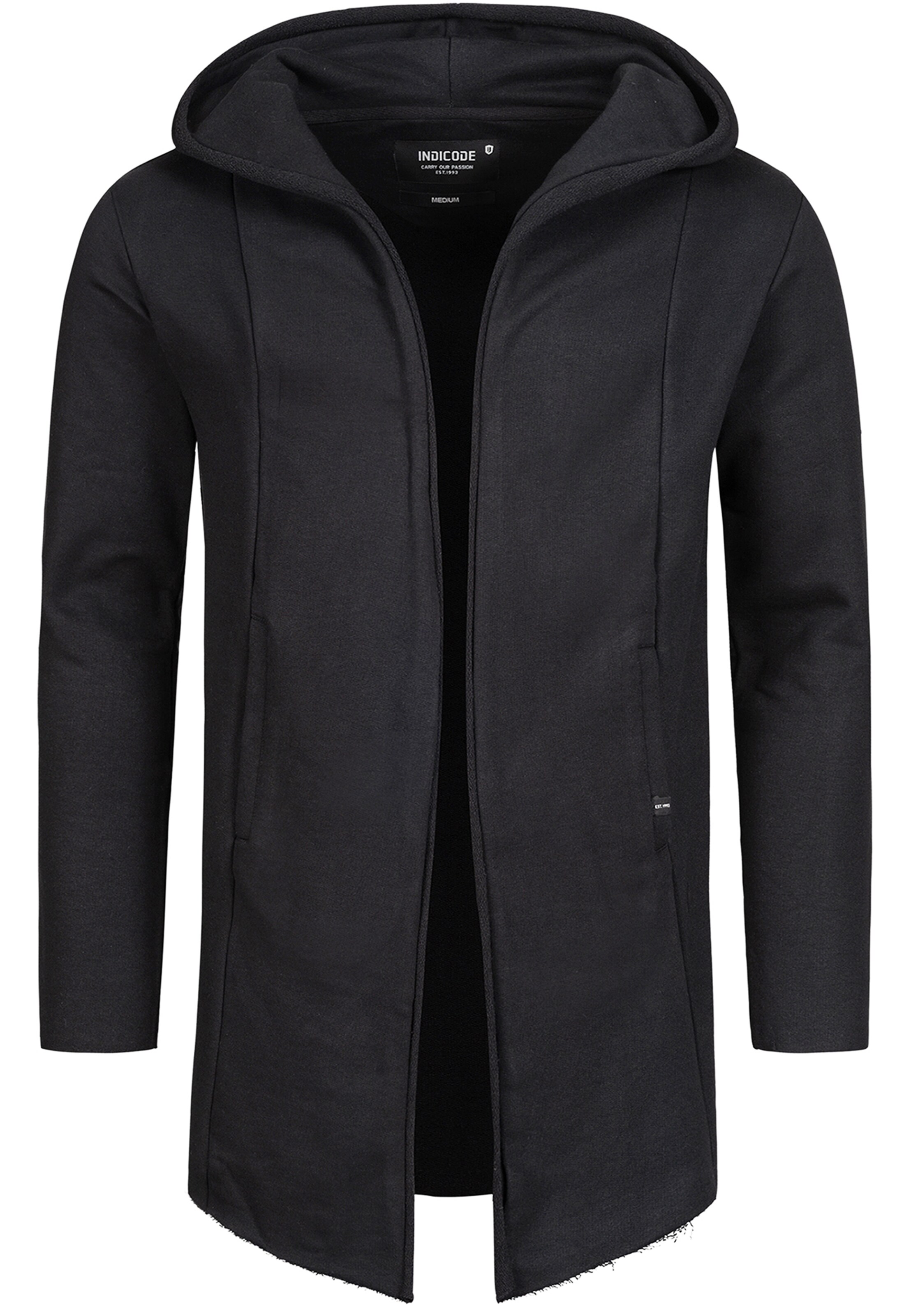 INDICODE JEANS Zip-Up Hoodie ' Brekstad ' in Black: front