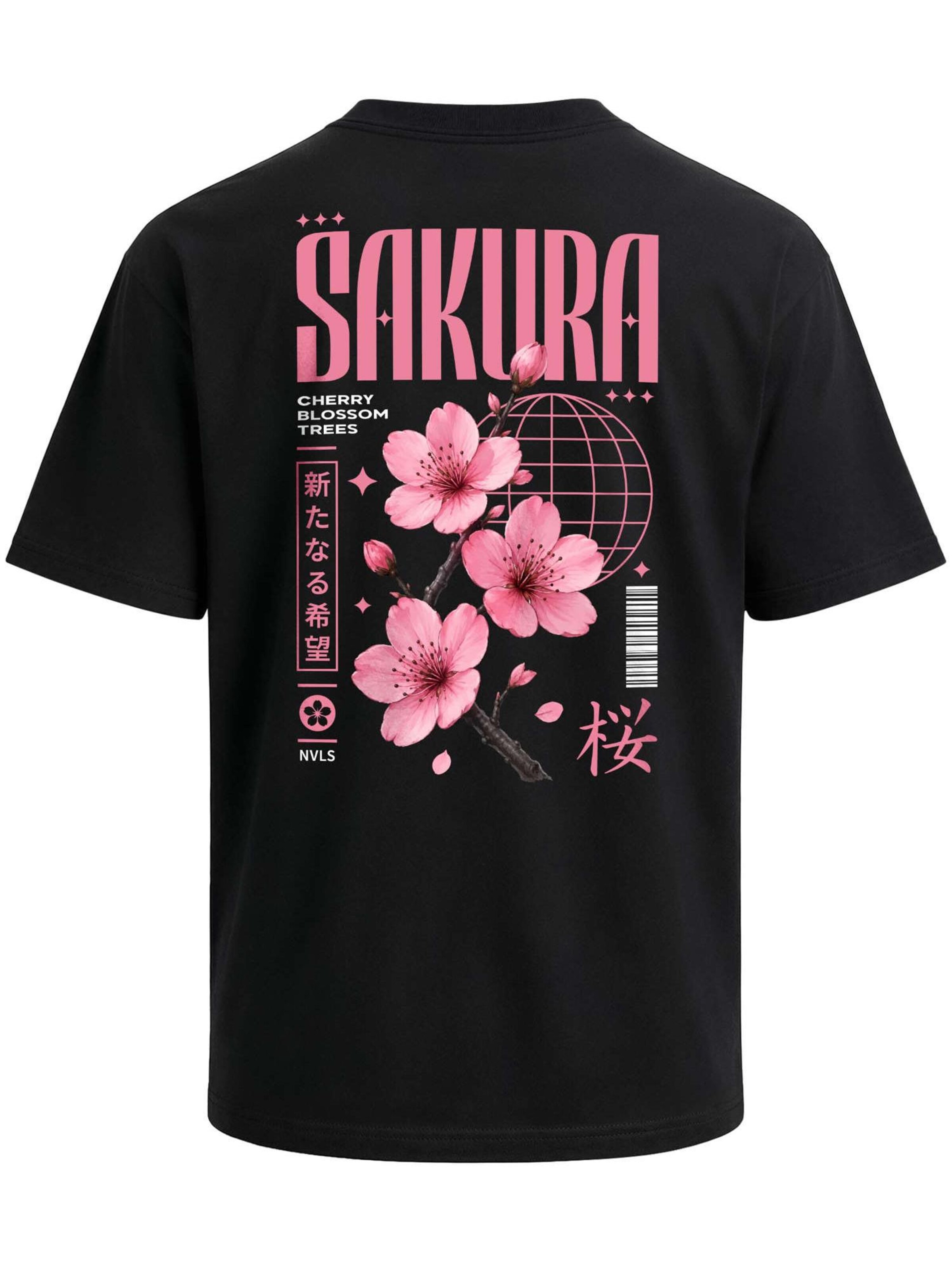 Neverless Shirt 'Cherry Blossom' in Black