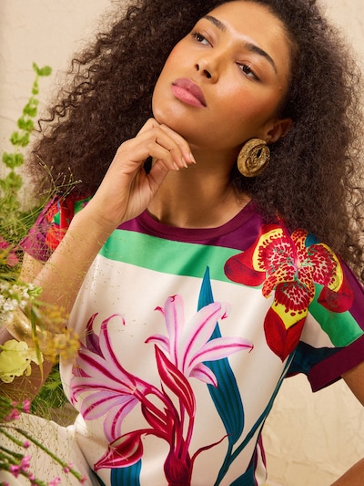 Camicia da donna love & roses di colore beige / verde / rosso, Visualizzazione prodotti