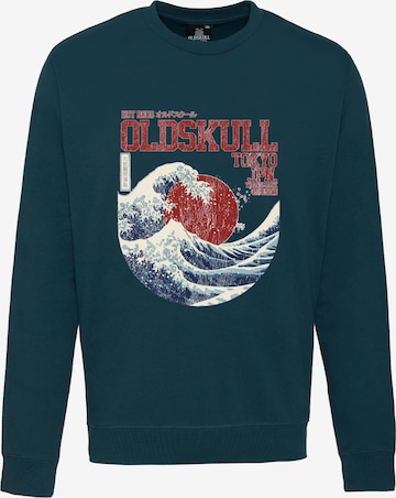 Oldskull Sweatshirt 'Asian Big W Vintage Logo Graphic' in Groen: voorkant