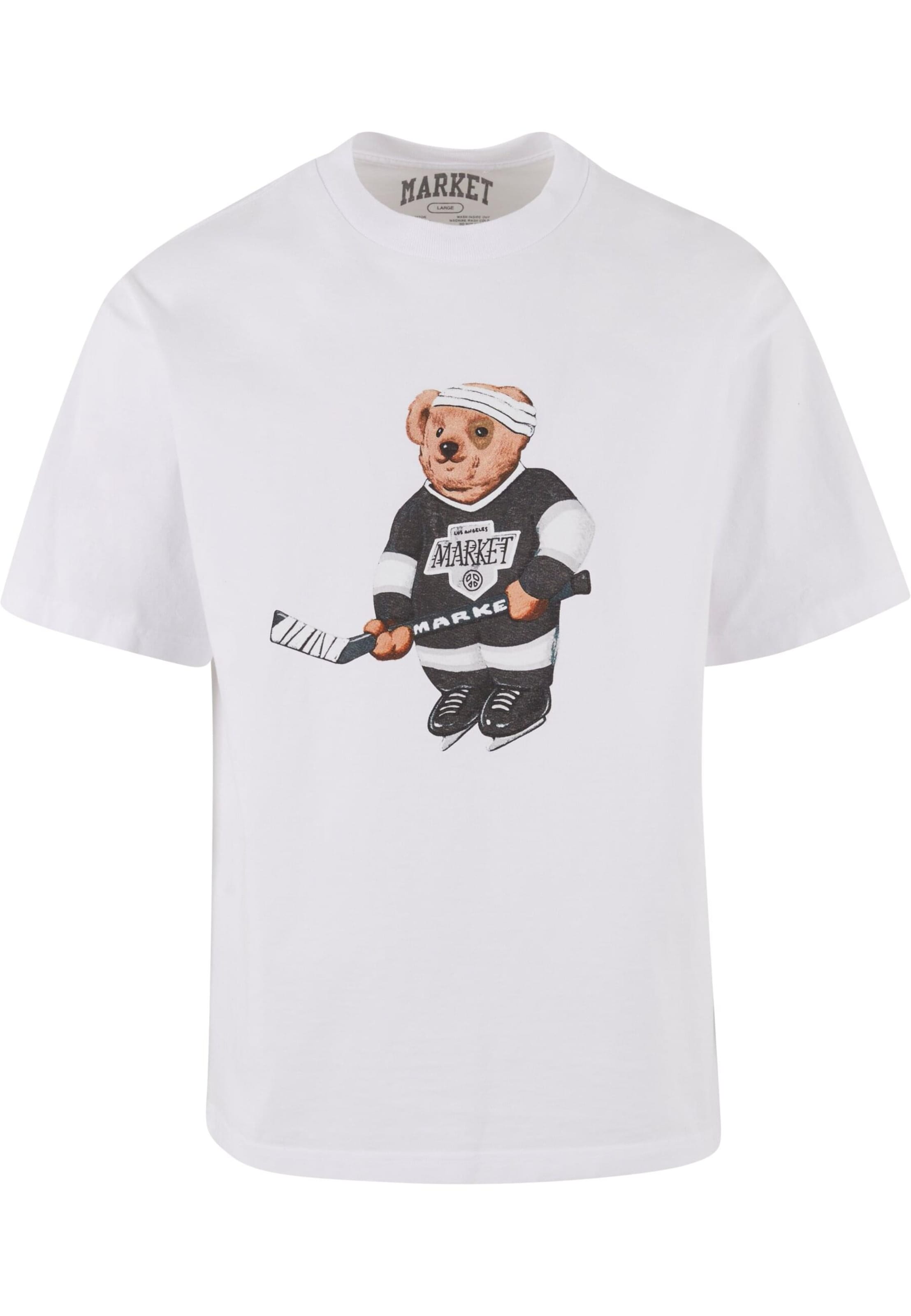 MARKET T-Shirt 'Hockey Bear' in Weiß: Vorderseite