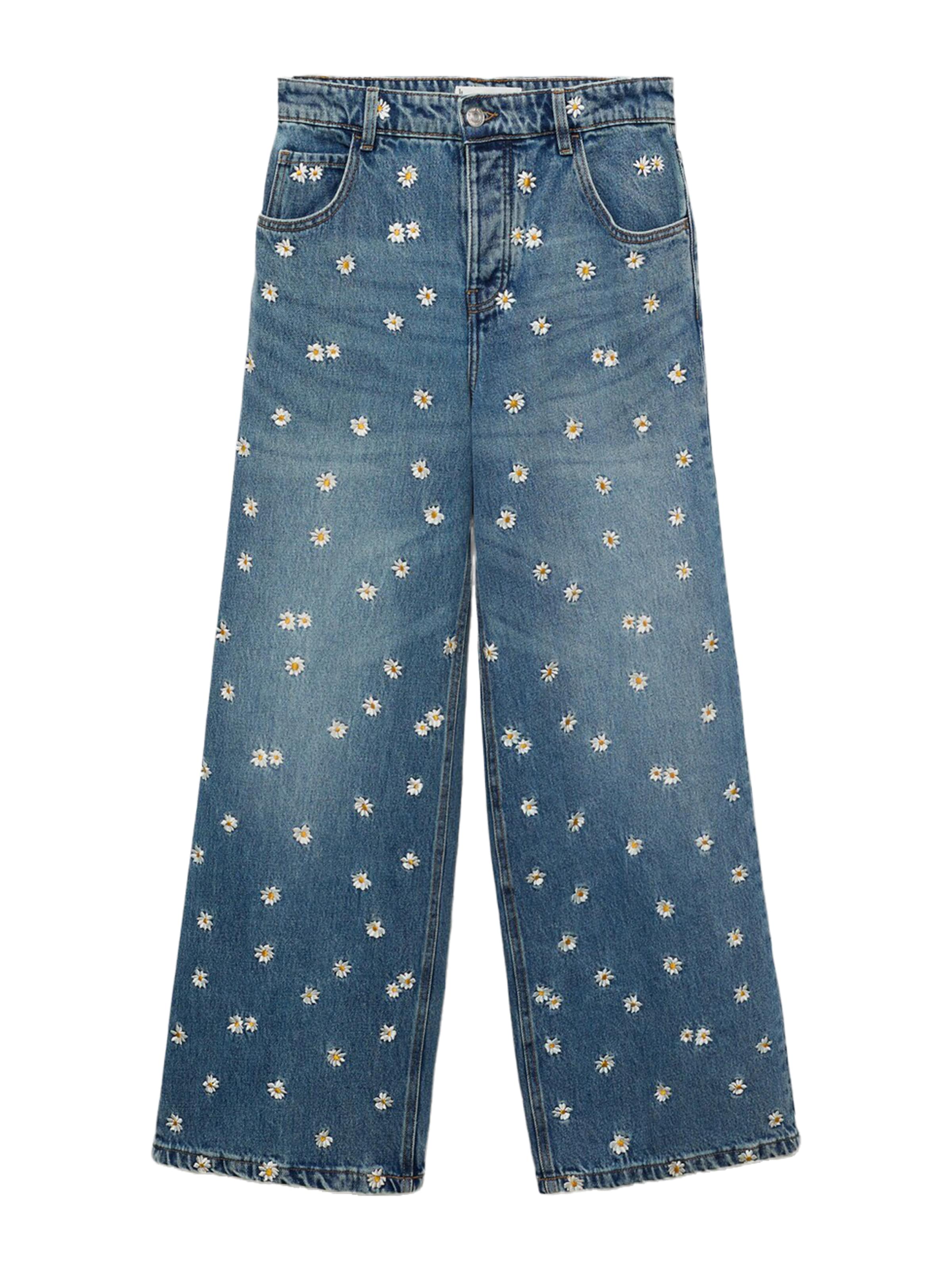 MANGO Široke hlačnice Kavbojke 'Massy' | modra barva: sprednja stran