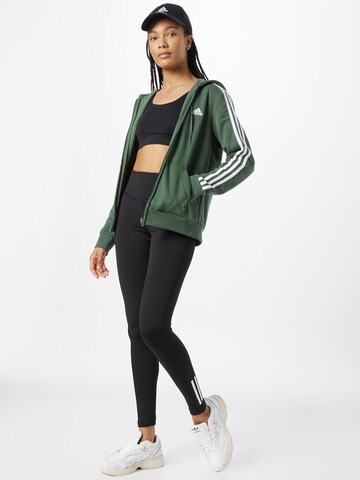 ADIDAS SPORTSWEAR Спортна жилетка с качулка 'Essentials Fleece 3-Stripes' в зелено