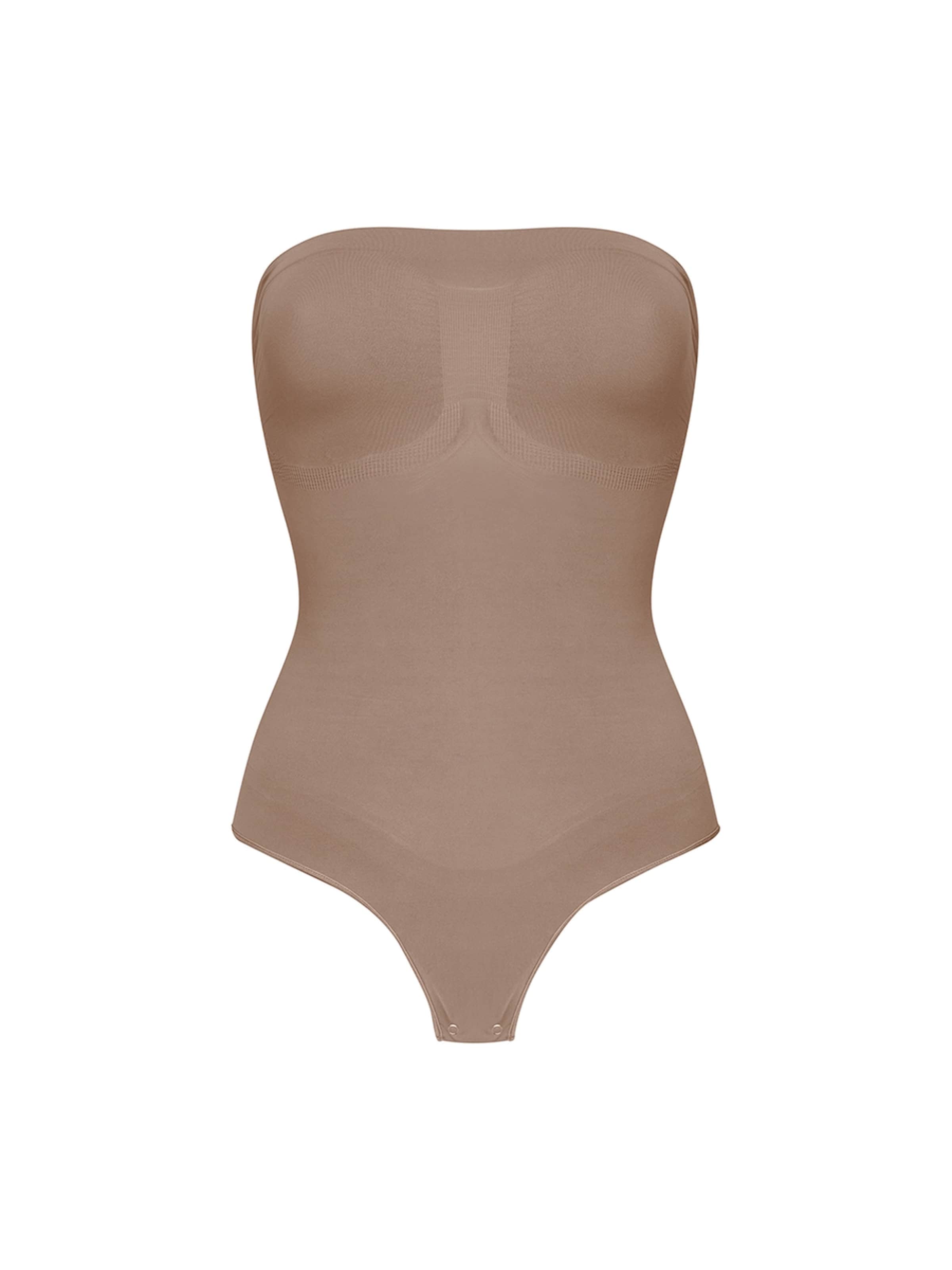 Body modelant 'Trägerloser Bodysuit Sculpting Shapewear mit String' cfab (formerly creamy fabrics) en marron : devant