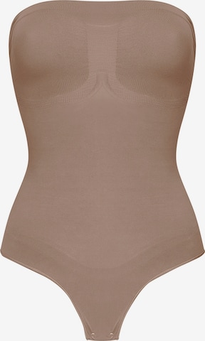 Body modelant 'Trägerloser Bodysuit Sculpting Shapewear mit String' cfab (formerly creamy fabrics) en marron : devant
