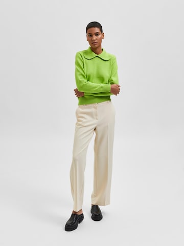 SELECTED FEMME Regular Trousers with creases 'Rita' in Beige