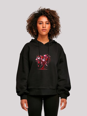 Pull-over oversize 'Herz Baum Aquarell Druck' F4NT4STIC en noir : devant
