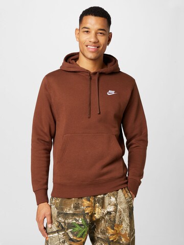 Nike Sportswear Rovný strih Mikina 'Club Fleece' - Hnedá: predná strana