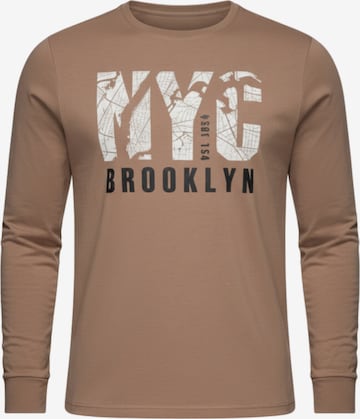 T-Shirt 'OM-LSPT-0131' Ombre en marron : devant