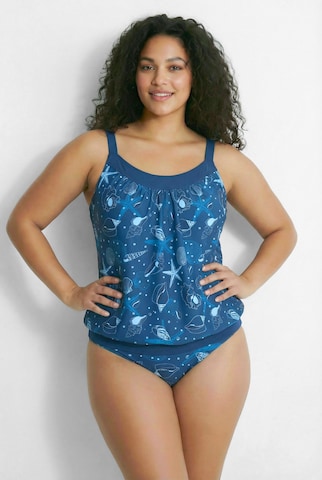 Ulla Popken Bandeau BH in Blauw: voorkant