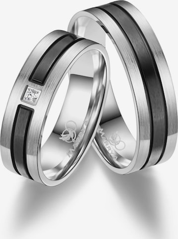 MARRYA Ring 'MARRYA ES-10 Ehering aus Edelstahl - Silberfarben & Schwarz' i vit: framsida