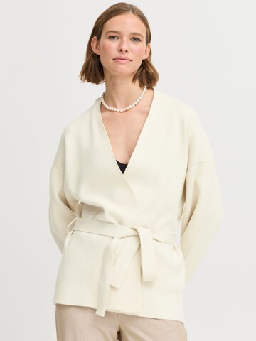 b.young Gebreid vest ' BYOTARI BELT CARDIGAN - ' in Wit