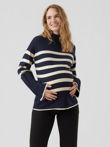 Vero Moda Maternity Pulover 'Happiness' | modra barva: sprednja stran